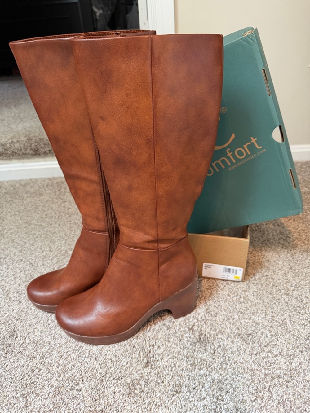 boc Brogan Tall Brown Platform Heeled Boots
